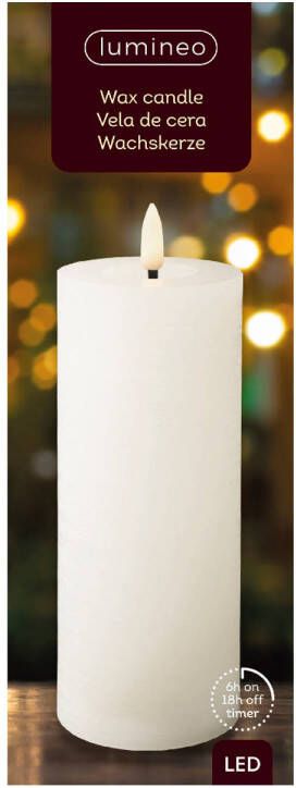 Lumineo LED kaars d7h19 cm wit warm wit kerst