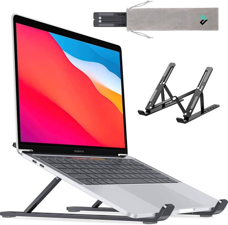 Lurk Laptop Standaard Aluminium Laptop Verhoger Verstelbaar en Opvouwbaar Ergonomisch 6 Instelhoeken