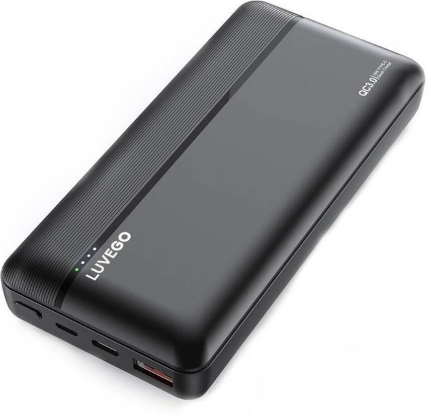 Luvego 20000 mAh Powerbank USB-C én Micro-USB aansluiting Powerbank voor iPhone en Samsung Externe batterij