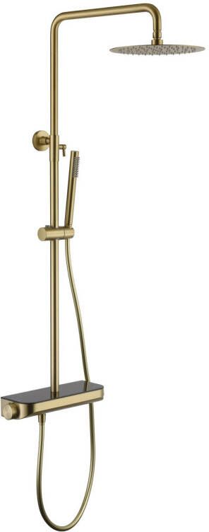 Luzzo Varese Brushed Brass Regendouche Thermostaat Met Planchet