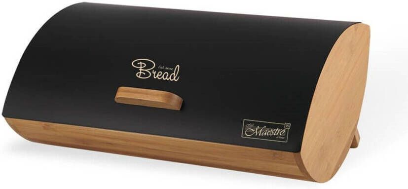 Maestro Broodmand Feel MR-1775-BLACK Zwart Hout Metaal Bamboe 25 x 13 3 x 36 5 cm