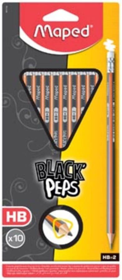 Maped Black&apos;Peps potlood met gum HB blister met 10 stuks