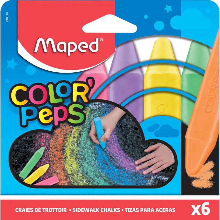 Maped stoepkrijt Color&apos;Peps etui van 6 stuks
