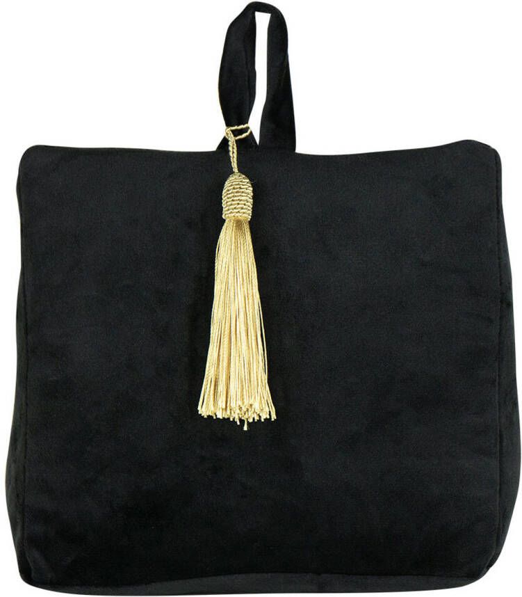 Mars & More Deurstopper met kwastje 1 kilo gewicht met oppak lus velvet zwart 18 x 10 cm Deurstoppers