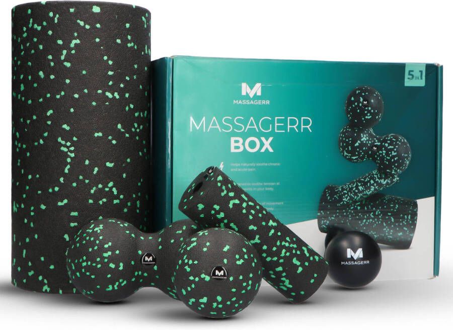 Massagerr Box Foamroller Set Triggerpoint Bal & Duo Massagebal Foam Roller Massage Stressbal Groen