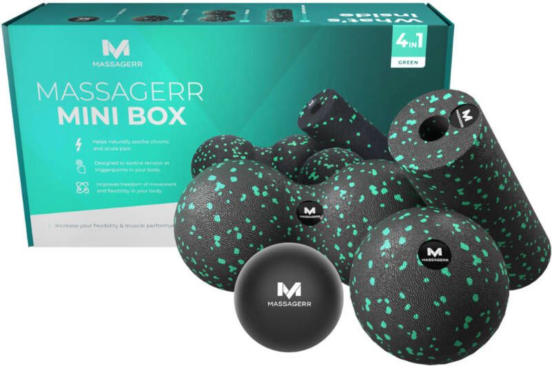 Massagerr Mini Box Massage Bal Duo Massagebal Mini Foam Roller Stressbal Triggerpoint Roller Set Groen