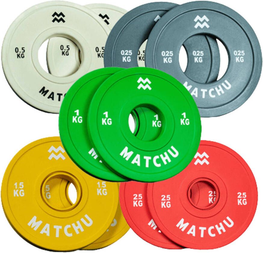 Matchu Sports Fractional plates Set 2x elk gewicht Grijs beige groen geel rood Rubber