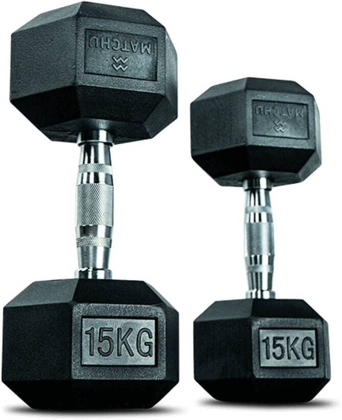 Matchu Sports Hexa dumbbell 15 kg Zwart Rubber