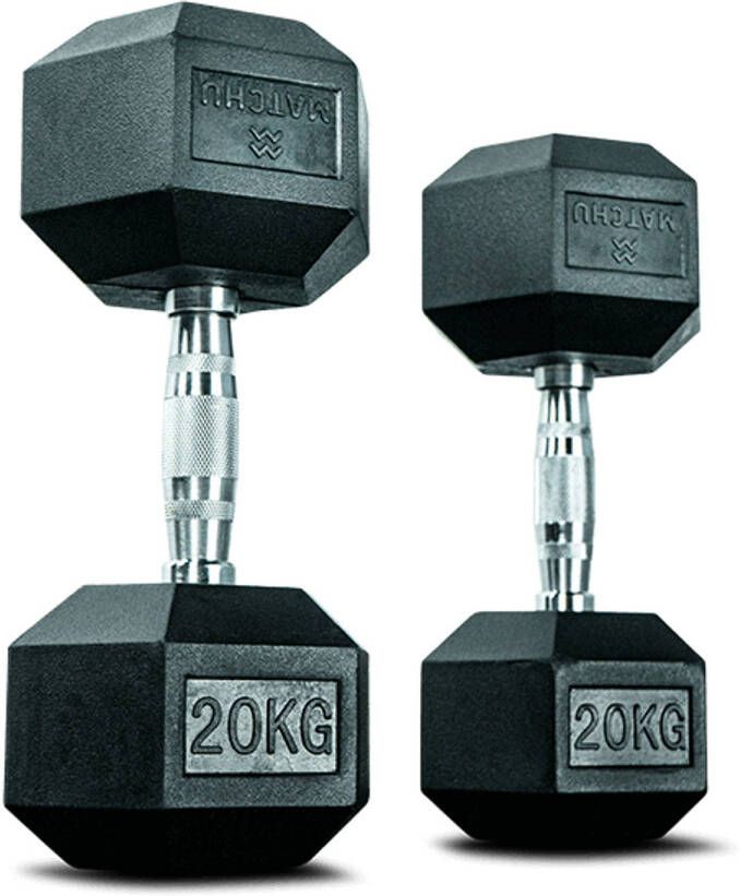 Matchu Sports Hexa dumbbell 20 kg Zwart Rubber