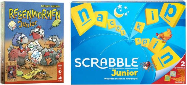 Mattel Spellenbundel Bordspel 2 Stuks Regenwormen Junior & Scrabble Junior