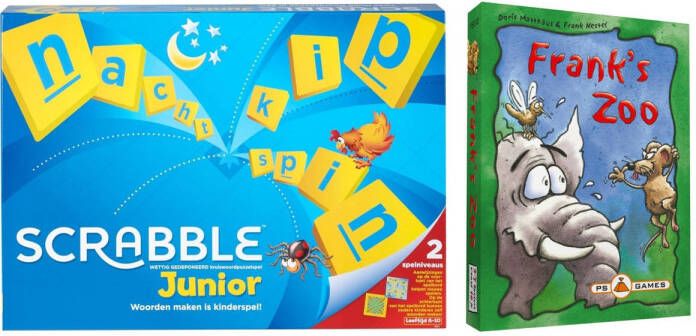 Mattel Spellenbundel Bordspel 2 Stuks Scrabble Junior & Franks Zoo