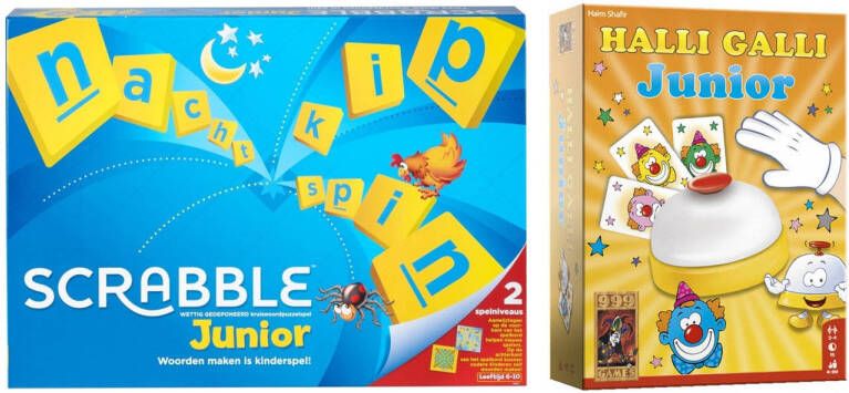 Mattel Spellenbundel Bordspel 2 Stuks Scrabble Junior & Halli Galli Junior