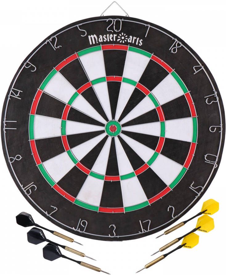 Masterdarts Dartbord met 6 Dartpijlen en 6 Flights Darts