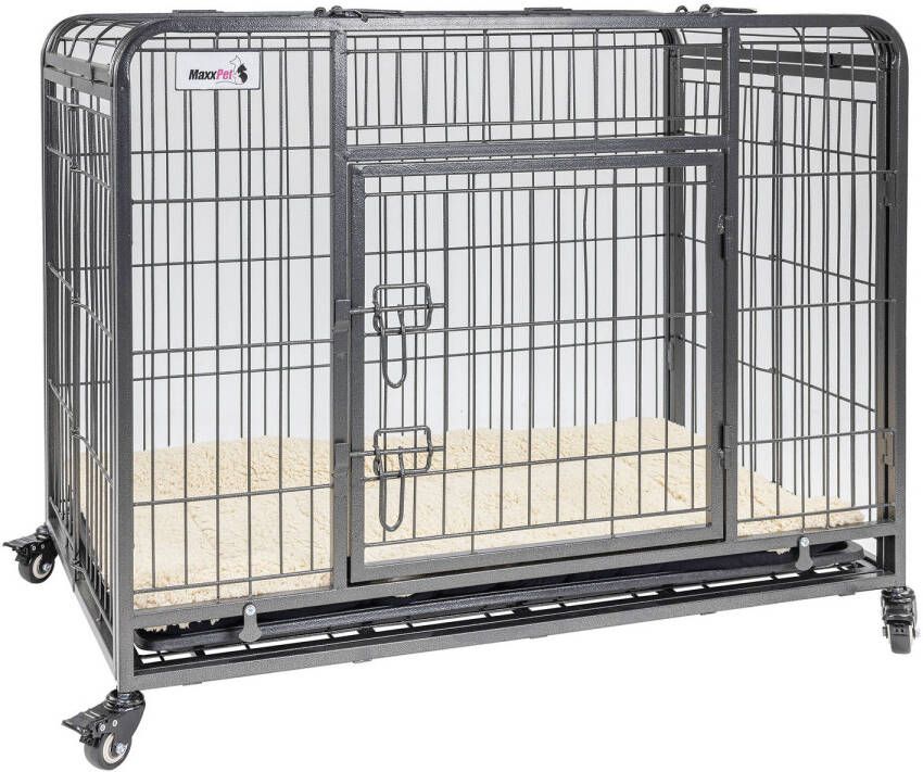 MaxxPet Hondenbench Bench voor honden Hondenbench Opvouwbaar Incl. Plaid Verrijdbaar 79x48x61 cm