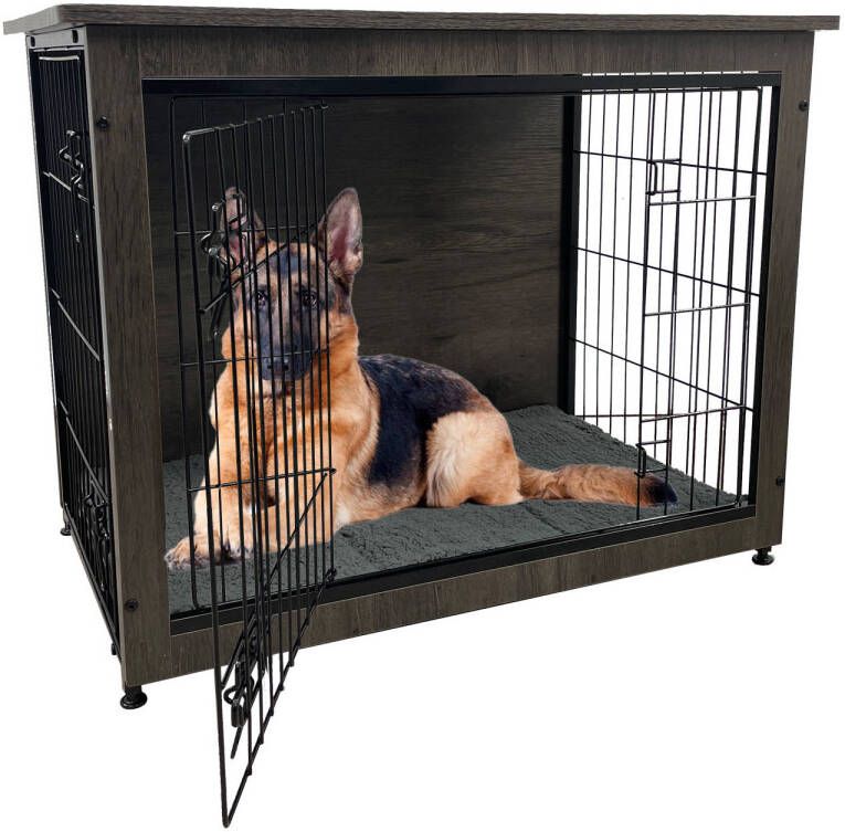 MaxxPet Houten Hondenbench Hondenhuisje voor binnen Hondenhok kennel 110x74x80cm