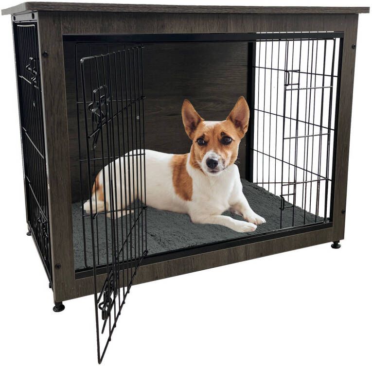 MaxxPet Houten Hondenbench Hondenhuisje voor binnen Hondenhok kennel 82x55x64cm