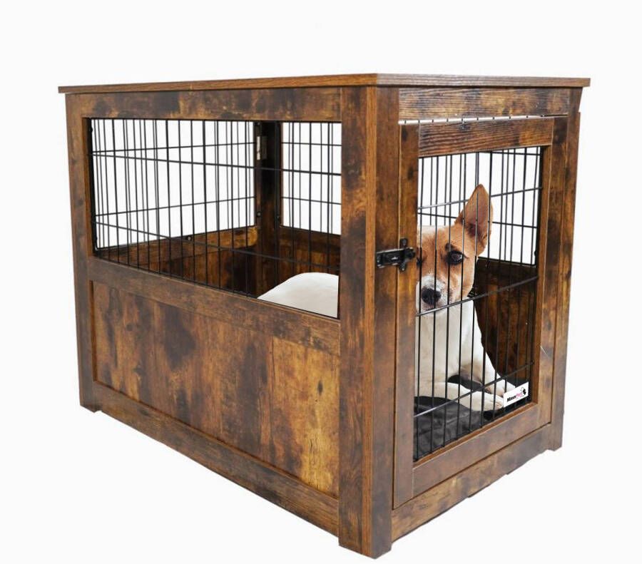 MaxxPet Houten Hondenbench Hondenhuisje voor binnen Hondenhok kennel 89x61x72cm