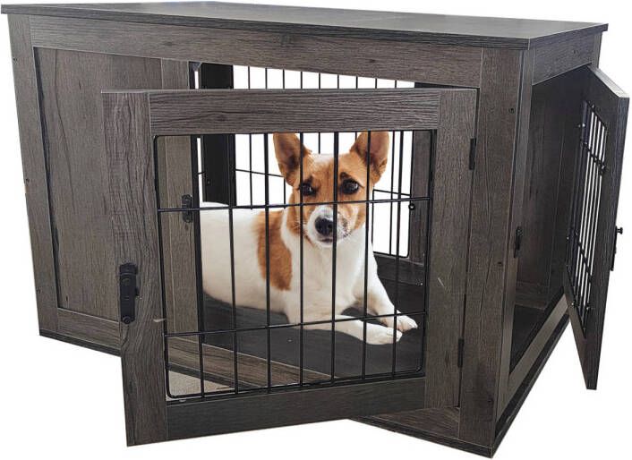 MaxxPet Houten Hondenbench Hondenhuisje voor binnen Hondenhok kennel 96x61x64cm