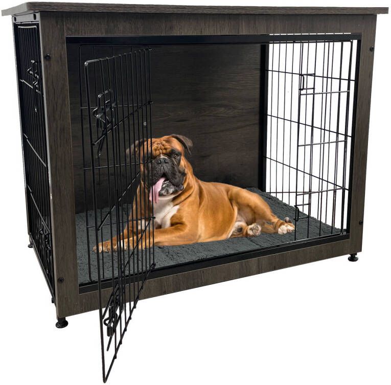 MaxxPet Houten Hondenbench Hondenhuisje voor binnen Hondenhok kennel 98x65x68cm