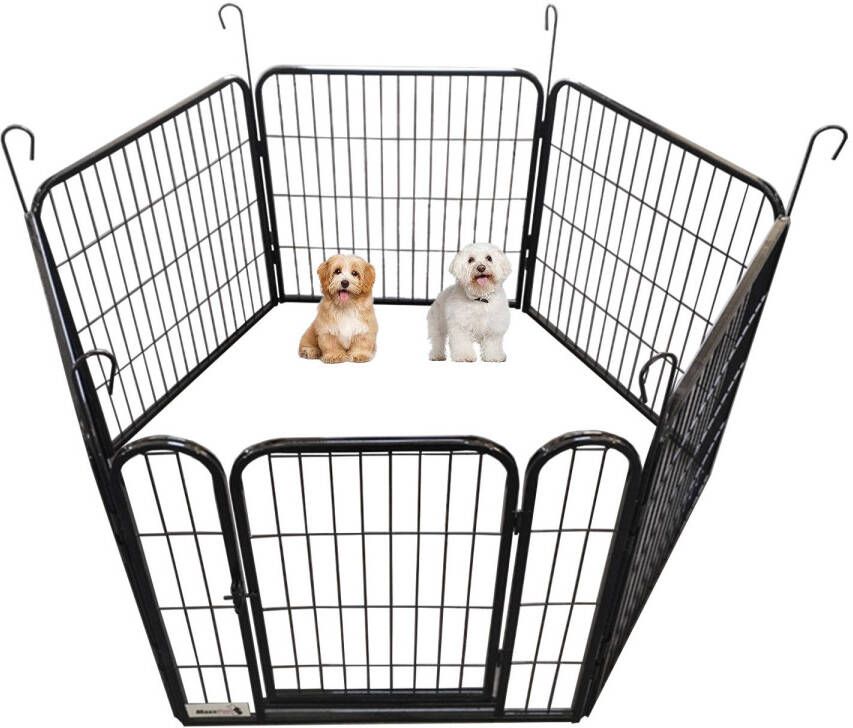 MaxxPet Puppyren Hondenbench Hondenren- Puppyren met 6 kennelpanelen Staal -100 x 60 cm