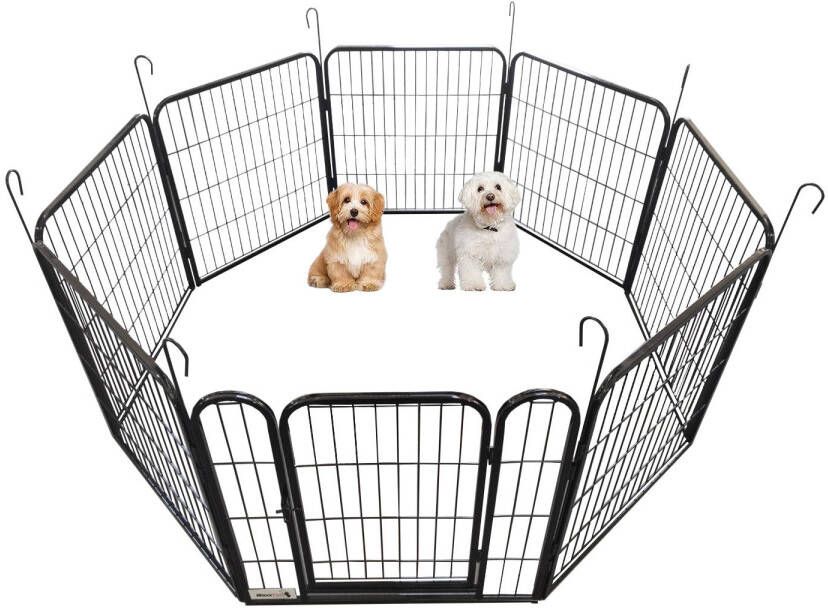 MaxxPet Puppyren Hondenbench Hondenren- Puppyren met 8 kennelpanelen Staal 60 x 60 cm