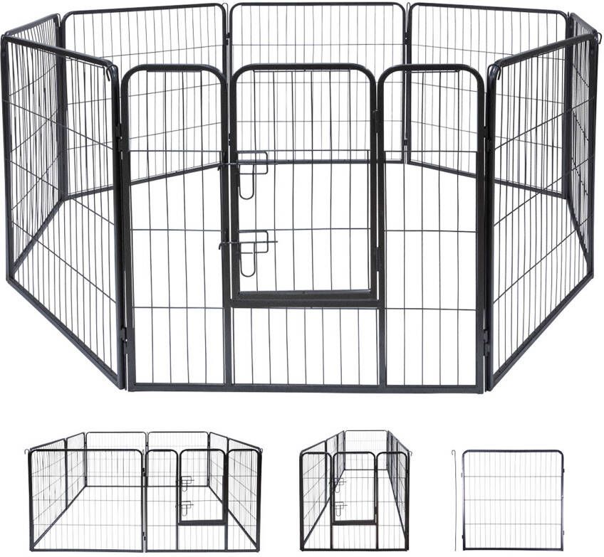 Maxxpro Hondenren 210 x 80 CM Opvouwbaar Hondenbench Puppyren Metaal Zwart