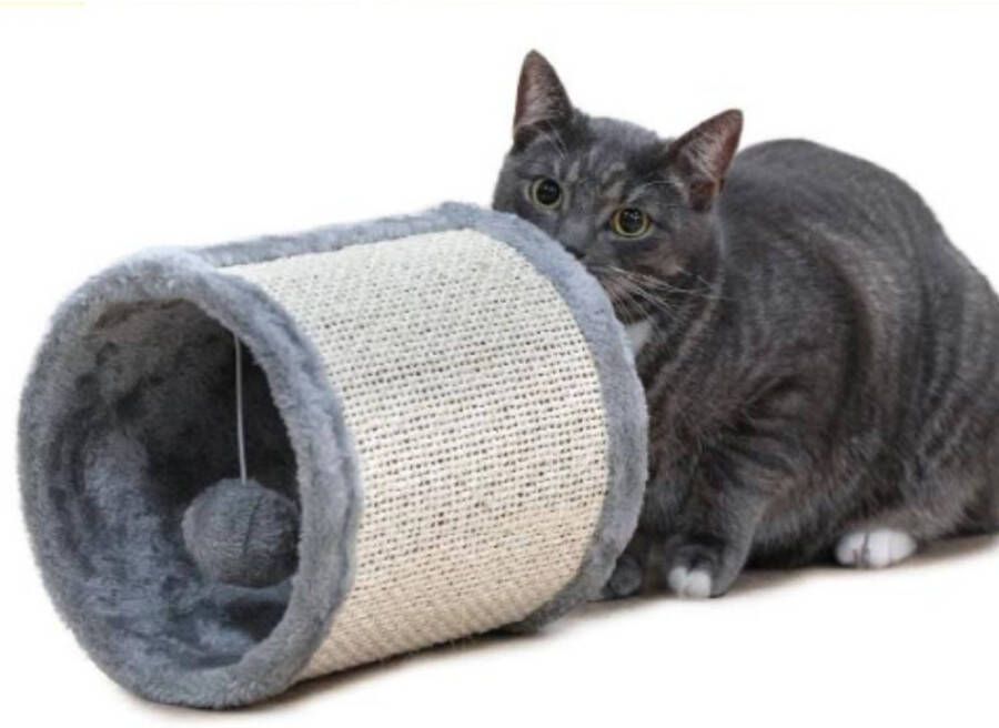 Maxxpro Kattentunnel met Bal Krabton voor Katten Kattenspeelgoed Ø 21x19 cm Grijs