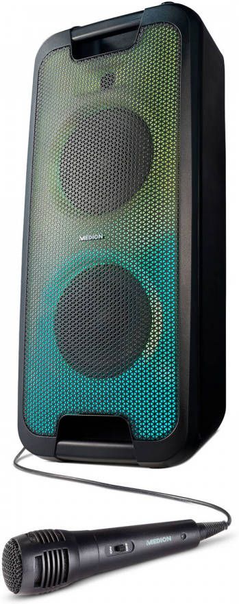 Medion E61400 Party speaker Bluetooth LC-display Karaoke 2 x 22 W RMS Zwart
