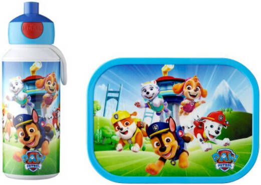 Mepal lunchset Campus – Broodtrommel en Drinkbeker voor kinderen – Bento box – Pop-up drinkfles – Paw Patrol Pups