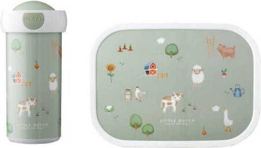 Mepal lunchset Campus – Broodtrommel en Drinkbeker voor kinderen – Bento box – Schoolbeker – Little Farm