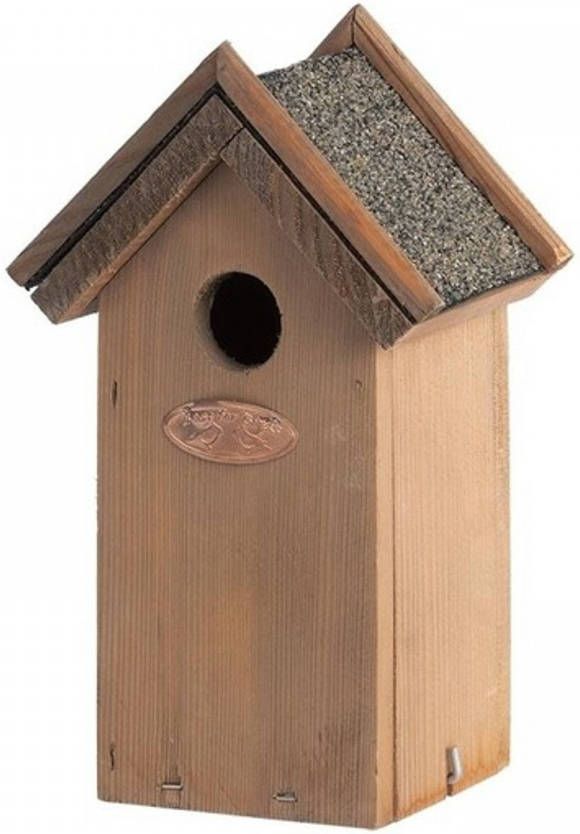 Merkloos Houten Vogelhuisje Nestkastje Met Bitumen Punt Dakje 16 X 22 Cm Vogelhuisjes