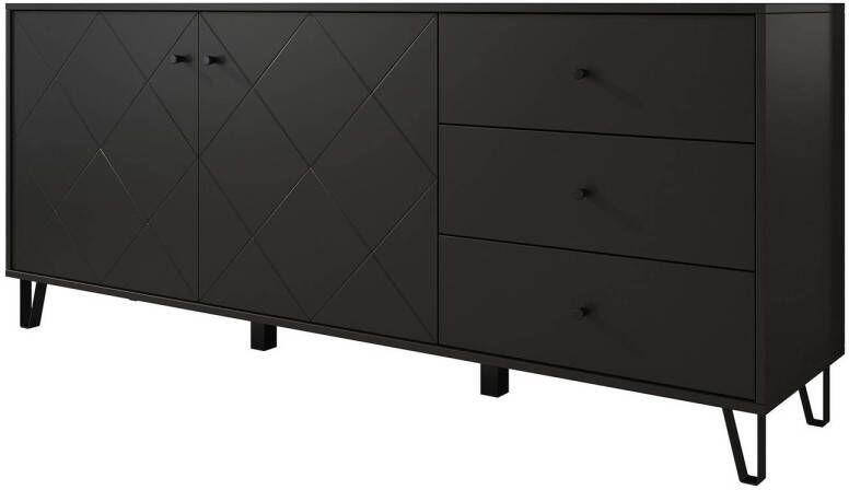 Meubella Dressoir Barlo Mat Zwart 183 cm