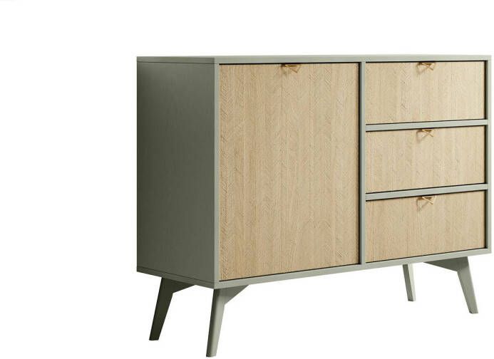 Meubella Dressoir Essence Groen Licht eiken 106 cm