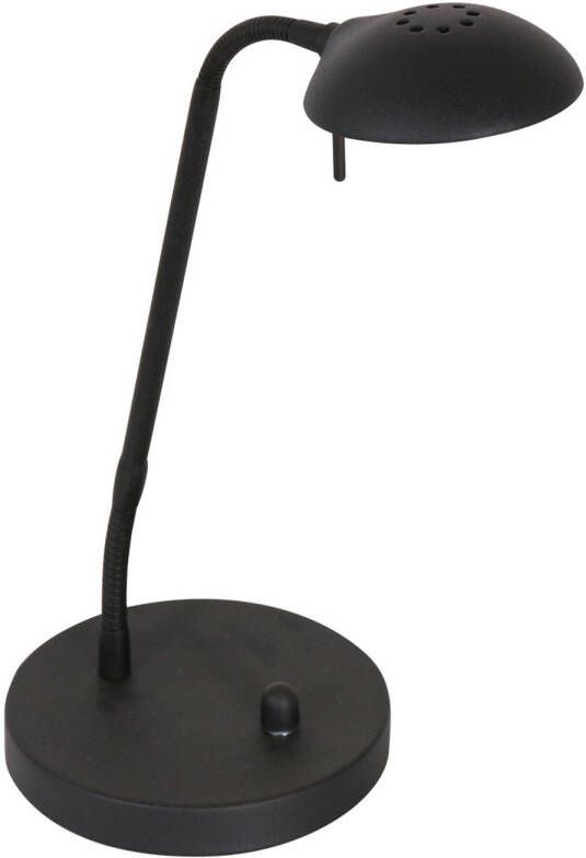 Mexlite Biron bureaulamp ingebouwd LED flexibele arm dimbaar mat zwart