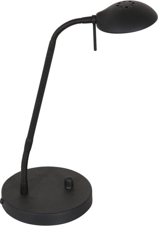 Mexlite Biron bureaulamp ingebouwd LED flexibele arm dimbaar mat zwart