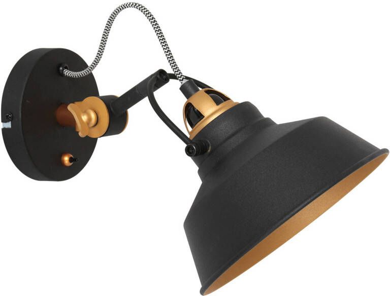 Mexlite Nové wandlamp zwart metaal kapdiameter: 18 cm