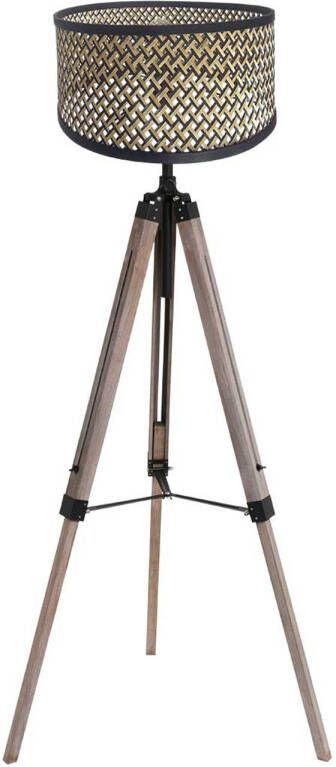 Mexlite vloerlamp Triek zwart hout 75 cm E27 fitting 4098ZW