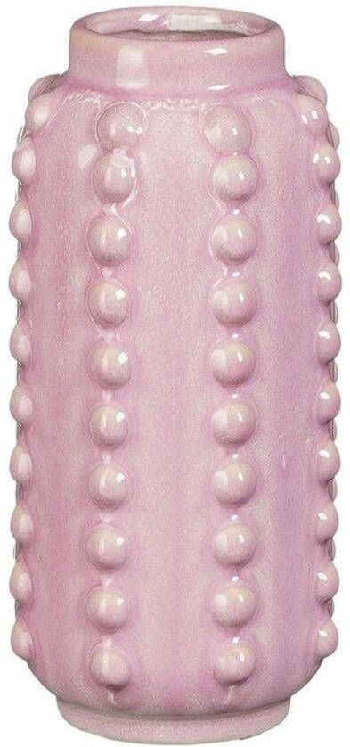 Mica Decorations Bloemenvaas boaz gebobbeld roze 18 x 8 cm Vazen