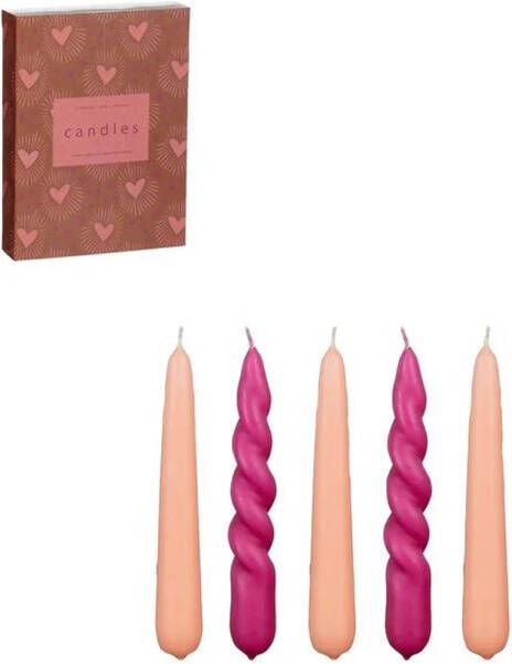 Mica Decorations Dinerkaarsen &apos;Lume&apos; Set van 5 Roze