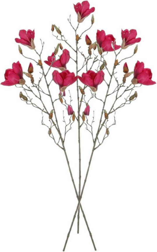 Mica Decorations Kunstbloem Magnolia tak 3x 88 cm dieproze Kunst zijdebloemen Kunstbloemen