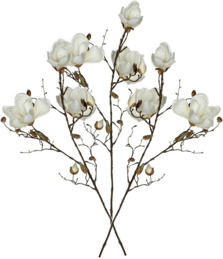 Mica Decorations Kunstbloem Magnolia tak 3x 90 cm wit Kunst zijdebloemen Kunstbloemen