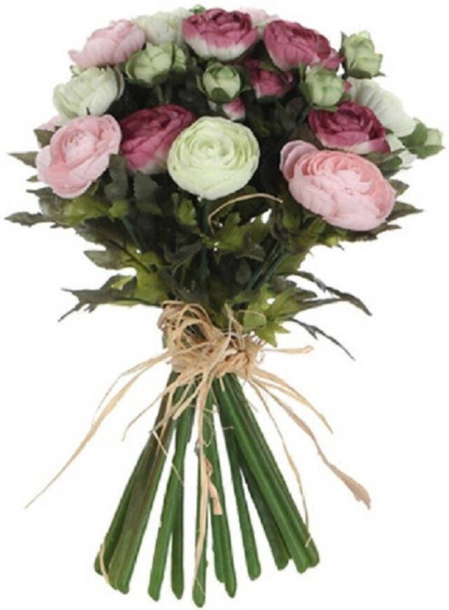 Mica Decorations Roze wit Ranunculus ranonkel kunstbloemen 35 cm decoratie Kunstbloemen