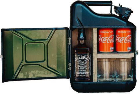Designed By Man MikaMax Jerrycan Minibar – Cadeauset – Cadeau Man – 10L Groen – Incl. 2 Whiskey Glazen