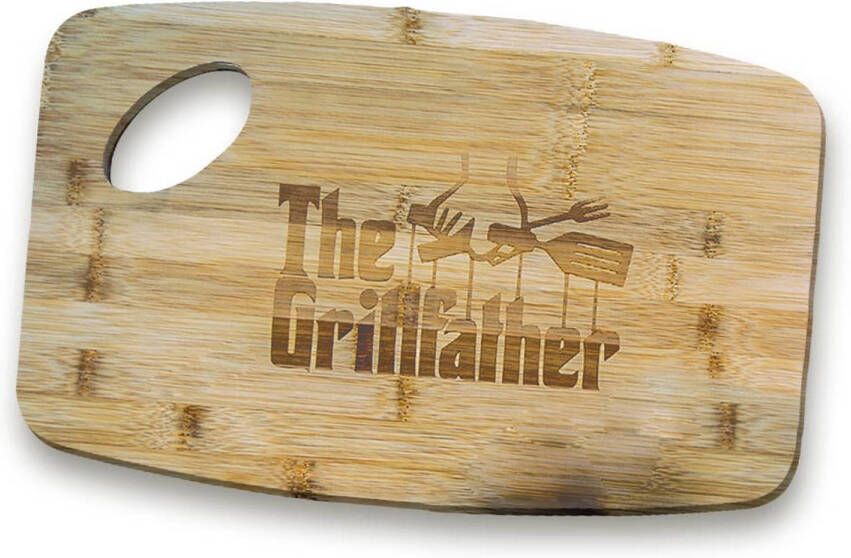 MikaMax The Grillfather Snijplank Bamboe Ingebrand Logo 38x25 cm Bamboe Snijplank Godfather Cutting Board