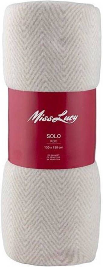 MissLucy Miss Lucy Solo Plaid 130 x 150 cm Deken Woonaccessoire Fleece zacht Beige