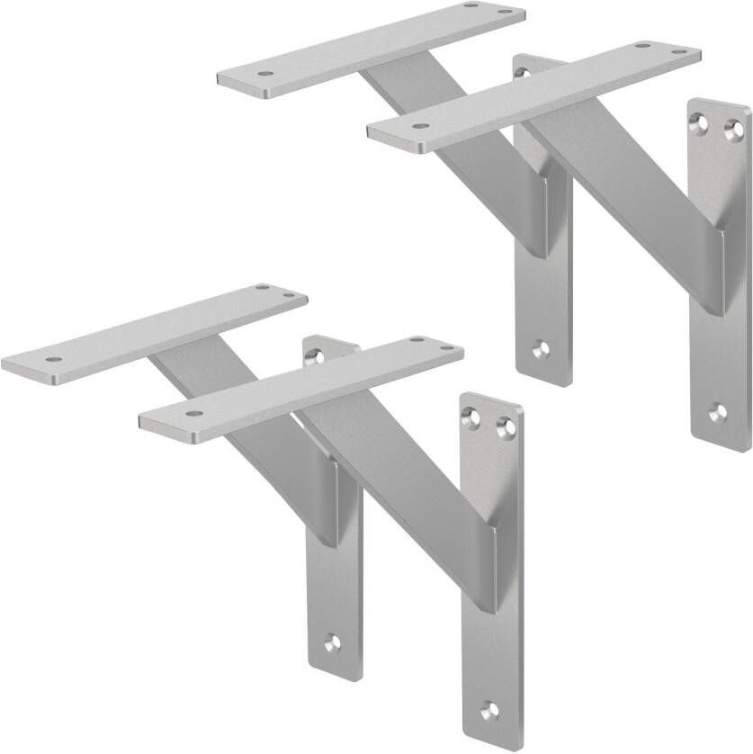 Ml-design 4 stuks plankdrager 180x180 mm zilver aluminium zwevende plankdrager wanddrager voor plankdrager voor wandmontage wandplankdrager plankdrager