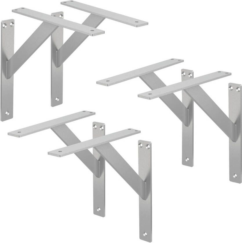 Ml-design 6 stuks plankdrager 240x240 mm zilver aluminium zwevende plankdrager wanddrager voor plankdrager voor wandmontage wandplankdrager plankdrager