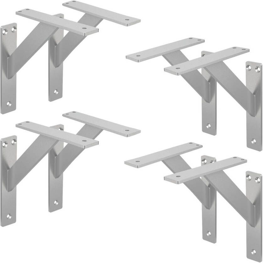 Ml-design 8 stuks plankdrager 180x180 mm zilver aluminium zwevende plankdrager wanddrager voor plankdrager voor wandmontage wandplankdrager plankdrager