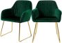 Ml-design Eetkamerstoelen met rugleuning set van 2 groen fluwelen bekleding met metalen poten - Thumbnail 1