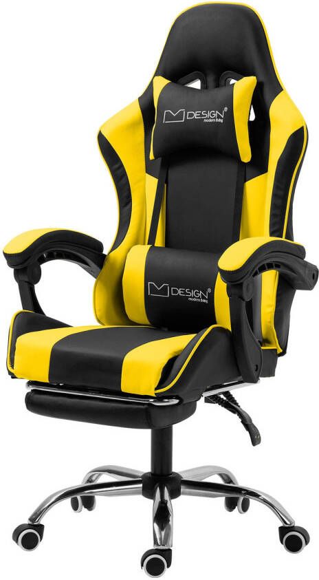 ML-Design Gaming Massagestoel Zwart-geel Ergonomische Bureaustoel Verstelbare Draaistoel